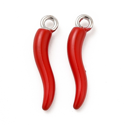 Стойки обшивки сплава эмали подвески, платина, рог изобилия / итальянский рог cornicello очарование