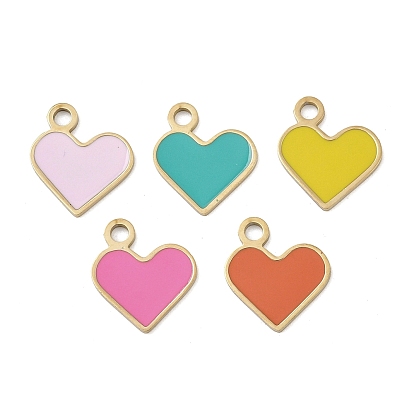 304 нержавеющей стальной эмали подвески, сердце прелести, реальный 18 k позолоченный, ионное покрытие (ip)