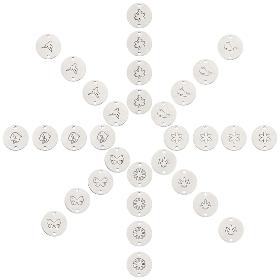 304 соединительные звенья нержавеющие, лазерная резка, плоский круглый со смешанными формами