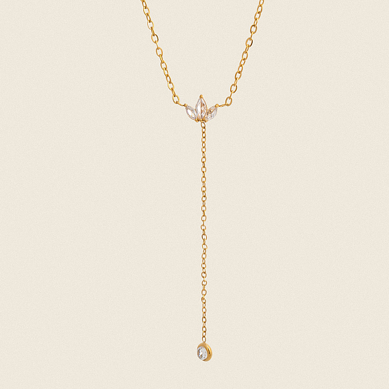 304 Женские ожерелья с кисточками и цветами из нержавеющей стали с прозрачными кубическими цирконами