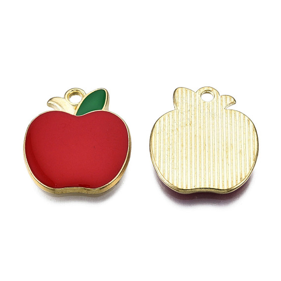 Подвески из эмали и сплава, без кадмия и без свинца, золотой свет, яблоко