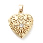Brass Micro Pave Cubic Zirconia Locket Pendants, Photo Frame Pendants for Necklaces, Long-Lasting Plated, Hollow Heart