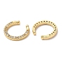 Rack Plating Brass Cuff Earrings with Rhinestone, Lead Free & Cadmium Free