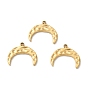 Ion Plating 304 Stainless Steel Pendants, Moon