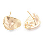 Brass Stud Earrings Findings, with Loop, Nickel Free, Twist Teardrop