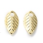 Brass Charms, Long-Lasting Plated, Leaf