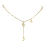 Brass Paperclip Chains Necklaces, Sun & Moon & Star Charm Necklaces