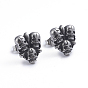 Retro 304 Stainless Steel Stud Earrings, with Ear Nuts, Skull