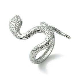304 Stainless Steel Open Cuff Ring, Snake
