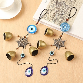Teardrop with Evil Eye Wind Chime, with Brass Bell, for Home Hanging Decoration