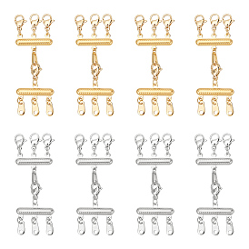 8 шт. 2 цвета 304 многорядные застежки из нержавеющей стали с карабинами, многослойные застежки для ожерелий, несколько разъемов разделителя ожерелья