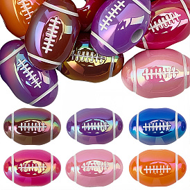 20 шт. непрозрачные акриловые бусины с УФ-покрытием, радужный, регби