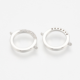 Brass Micro Pave Cubic Zirconia Links, Ring, Nickel Free
