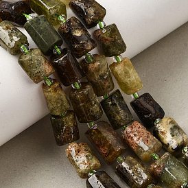 Natürlichen grünen Granat Perlen Stränge, Kolumne, facettiert, mit Glasperlen