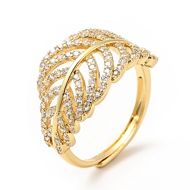 Прозрачное регулируемое кольцо в виде листьев кубического циркония, украшения из латуни для женщин