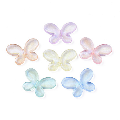 Прозрачные акриловые бусины, блеск порошок, бабочка