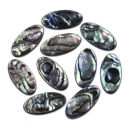 Cabochons coquille d'ormeau naturel / coquille de paua, Avec coquille d'eau douce, ovale