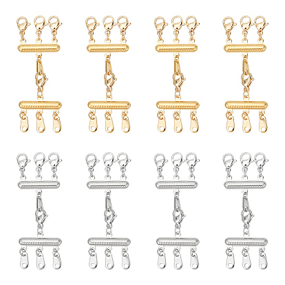 8 шт. 2 цвета 304 многорядные застежки из нержавеющей стали с карабинами, многослойные застежки для ожерелий, несколько разъемов разделителя ожерелья