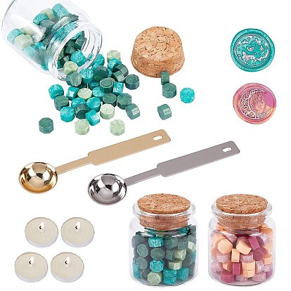DIY Wax Seal Wax Sealing Stamps Tools Sets, Including Sealing Wax Particles, Candles, Stainless Steel Spoon, Iron Handle Spoon