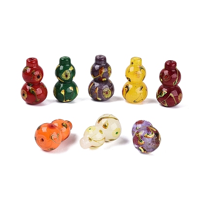 Abalorios de colores vario hechos a mano, calabaza con estampado floral