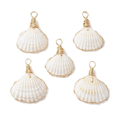 Подвески из натуральной ракушки, обмотанные медной проволокой, подвески в форме ракушек, серый
