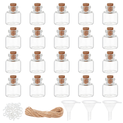 Glas Glasflaschen Wulst Behälter, mit Eisenschraube Augenstift Stiftbügel, Juteschnur, Trichter aus Kunststoff