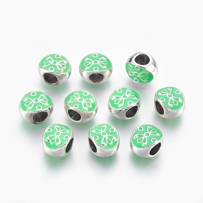 Alloy Enamel European Beads, Large Hole Oval Beads, 11x8x6.5mm, Hole: 4mm