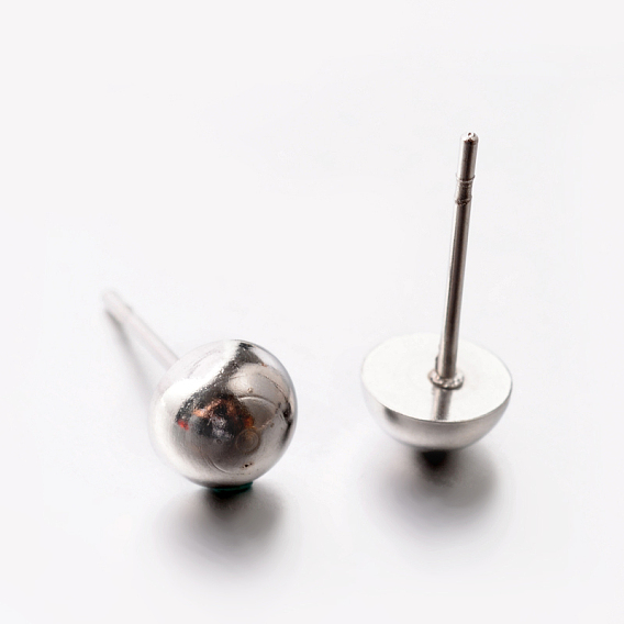 304 серьги из нержавеющей стали, 6 мм, штифты : 0.8 мм