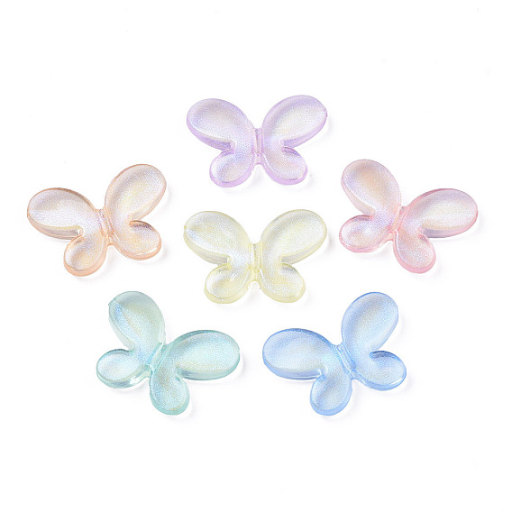 Прозрачные акриловые бусины, блеск порошок, бабочка