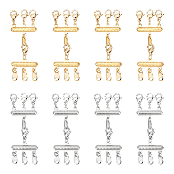 8 шт. 2 цвета 304 многорядные застежки из нержавеющей стали с карабинами, многослойные застежки для ожерелий, несколько разъемов разделителя ожерелья