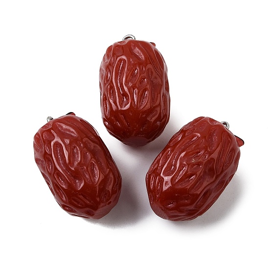 Подвески из искусственной красной смолы, с железной платиной петлей