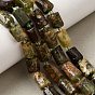 Natural Green Garnet Beads Strands, Column, Faceted, with Seed Beads