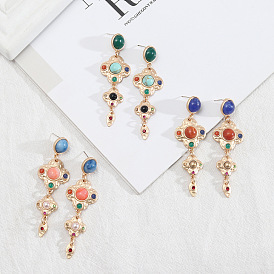 Vintage Gemstone Earrings with European Court Style - Personalized and Versatile for Women