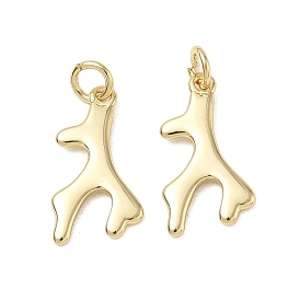 Brass Pendants, Deer Antler Charms, Cadmium Free & Lead Free, Rack Plating, Long-Lasting Plated