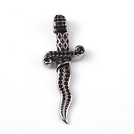 316 Surgical Stainless Steel Rhinestone Big Pendants, Sword, 51.5x20x6mm, Hole: 5mm