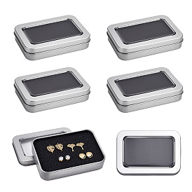 Iron Tins, with Window & Slip-on Lid & Sponge Inside, Storage Boxes for Candles, Rectangle