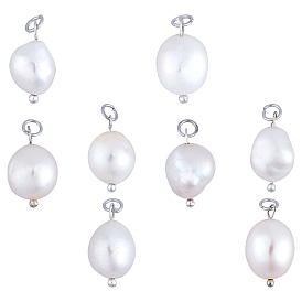 SUNNYCLUE Natural Cultured Freshwater Pearl Pendants, with Brass Findings, Platinum