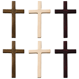 6шт. 3 цветные деревянные кабошоны, с винтом, крестик