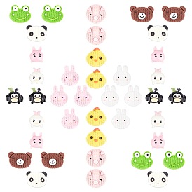 40Pcs 10 Style Resin Cabochons, Frog & Chick &  Bear & Pig & Rabbit & Panda & Monkey