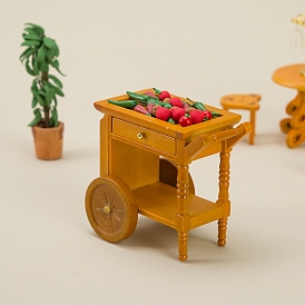 Mini Wood Trolley Furniture Model, Micro Landscape Dollhouse Decoration Accessories
