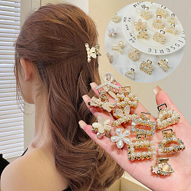 Pearl Shark Hair Clip with Rhinestones, Butterfly Design for Women's Sweet Hairstyles