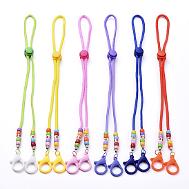 Personalized Dual-use Items, Beaded Necklaces or Eyeglasses Chains, with Polyester & Spandex Cord Ropes, Acrylic Beads, Plastic Clasps and Iron Cord End