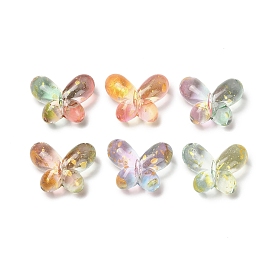 Прозрачные акриловые бусины, бабочка, золотой металл обвитыми, два тона