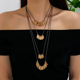 Colliers multicouches en alliage, colliers plastron à pendentif bâton pour femmes