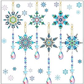 Snowflake Diamond Painting Catcher Winter Diamond Painting Wind Chime Kit, Including Acrylic Rhinestones Bag, Diamond Sticky Pen, Tray Plate