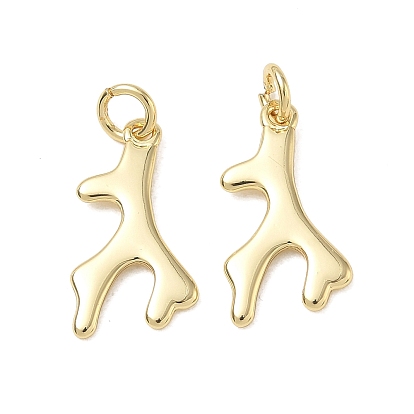 Brass Pendants, Deer Antler Charms, Cadmium Free & Lead Free, Rack Plating, Long-Lasting Plated