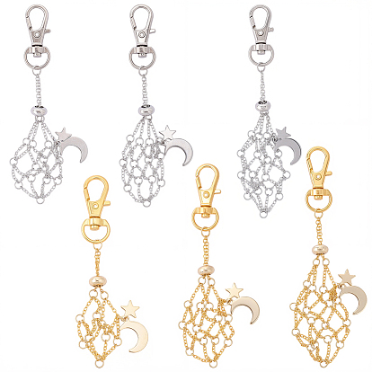 6 шт. 6 стили: карабины-карабиновые застежки-карабины из сплава Moon и латунные кабельные цепи, полуфабрикат подвесные украшения