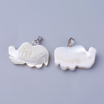 Shell Pendants, with Brass Findings, Animal