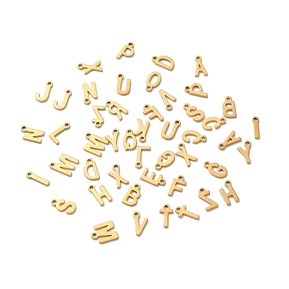 Ion Plating(IP) 304 Stainless Steel Charms, Laser Cut, Random Letter A~Z Charm