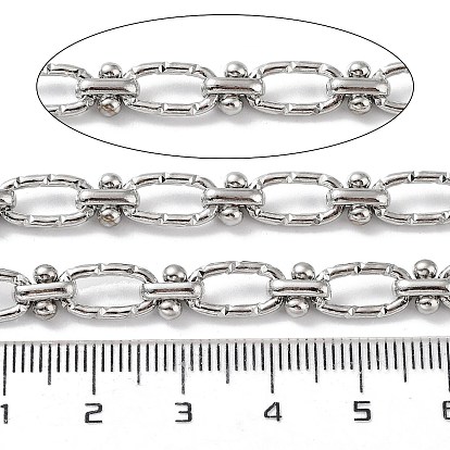 304 Stainless Steel Textured Oval & Knot Link Chains, Unwelded, with Spool